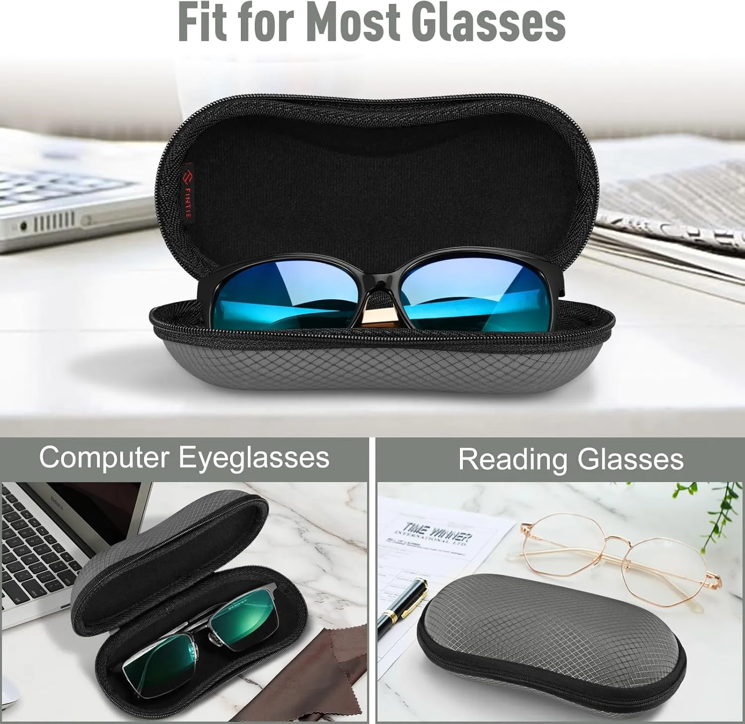 Fintie Sunglasses Case, Hard EVA Shell Shockproof Sport Glasses Case with Metal Carabiner Travel Zipper Eyeglasses Holder