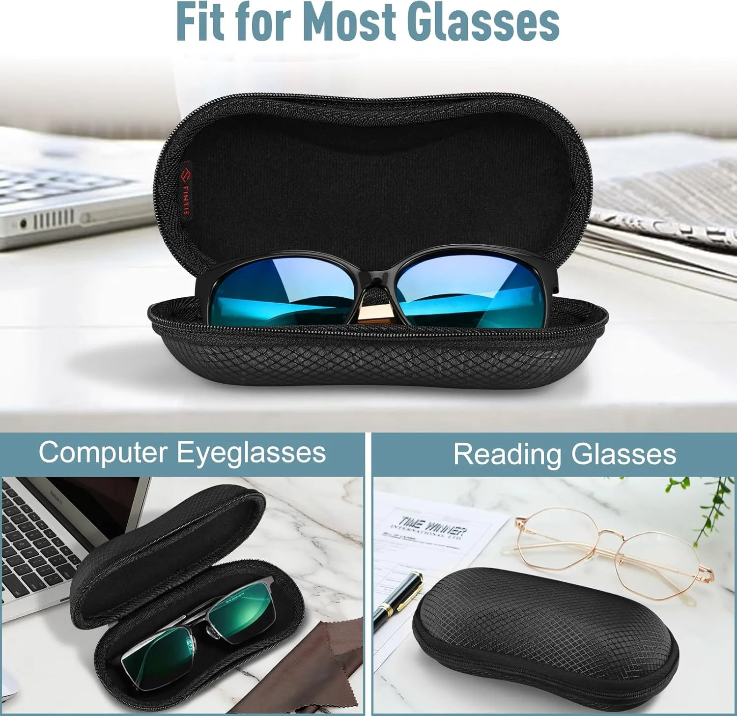 Fintie Sunglasses Case, Hard EVA Shell Shockproof Sport Glasses Case with Metal Carabiner Travel Zipper Eyeglasses Holder