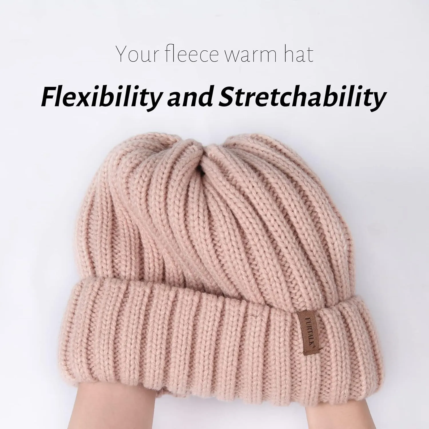 FURTALK Winter Hats for Women Fleece Lined Beanie Knit Chunky Womens Snow Cap