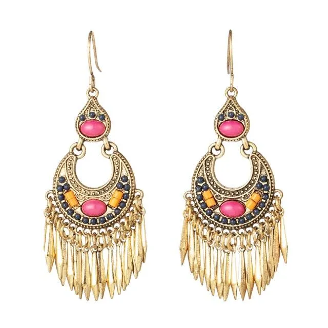 Golden Leaf Dangle Drop Earrings