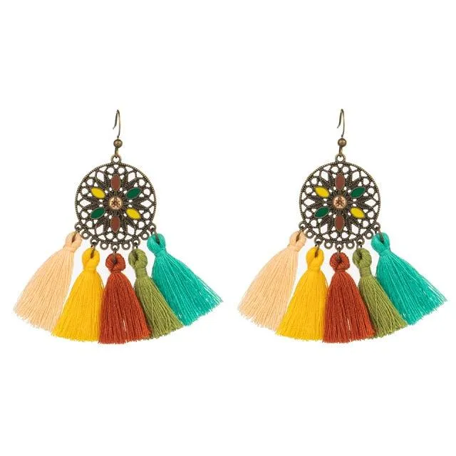 Golden Leaf Dangle Drop Earrings