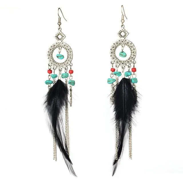 Golden Leaf Dangle Drop Earrings