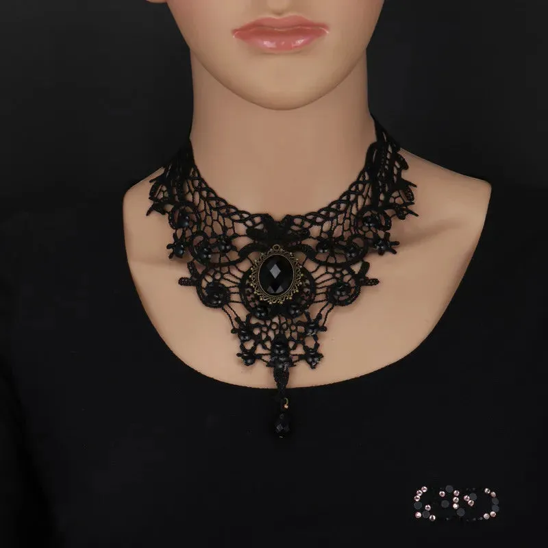 Gothic Victorian Black Lace Necklace