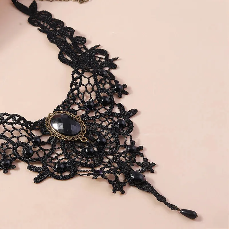 Gothic Victorian Black Lace Necklace