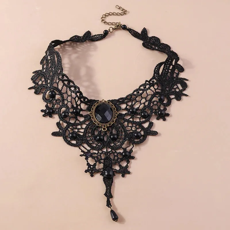 Gothic Victorian Black Lace Necklace