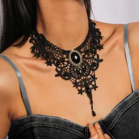 Gothic Victorian Black Lace Necklace