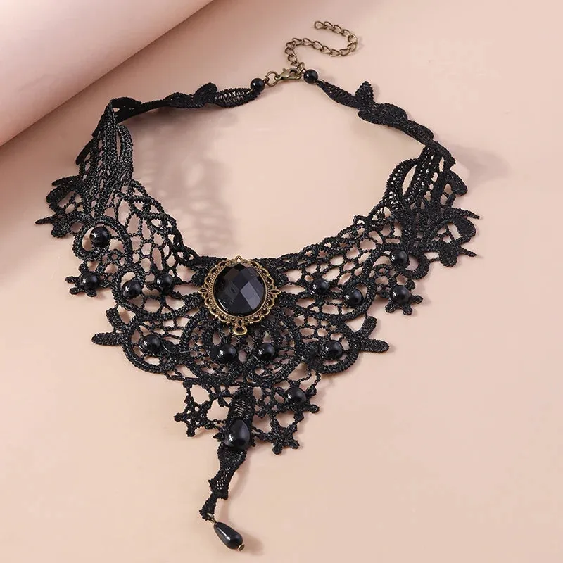 Gothic Victorian Black Lace Necklace