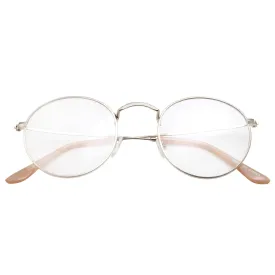 grinderPUNCH Retro Round Clear Lens Glasses Metal Frame - Halloween Costume Glasses - Harry Potter Glasses