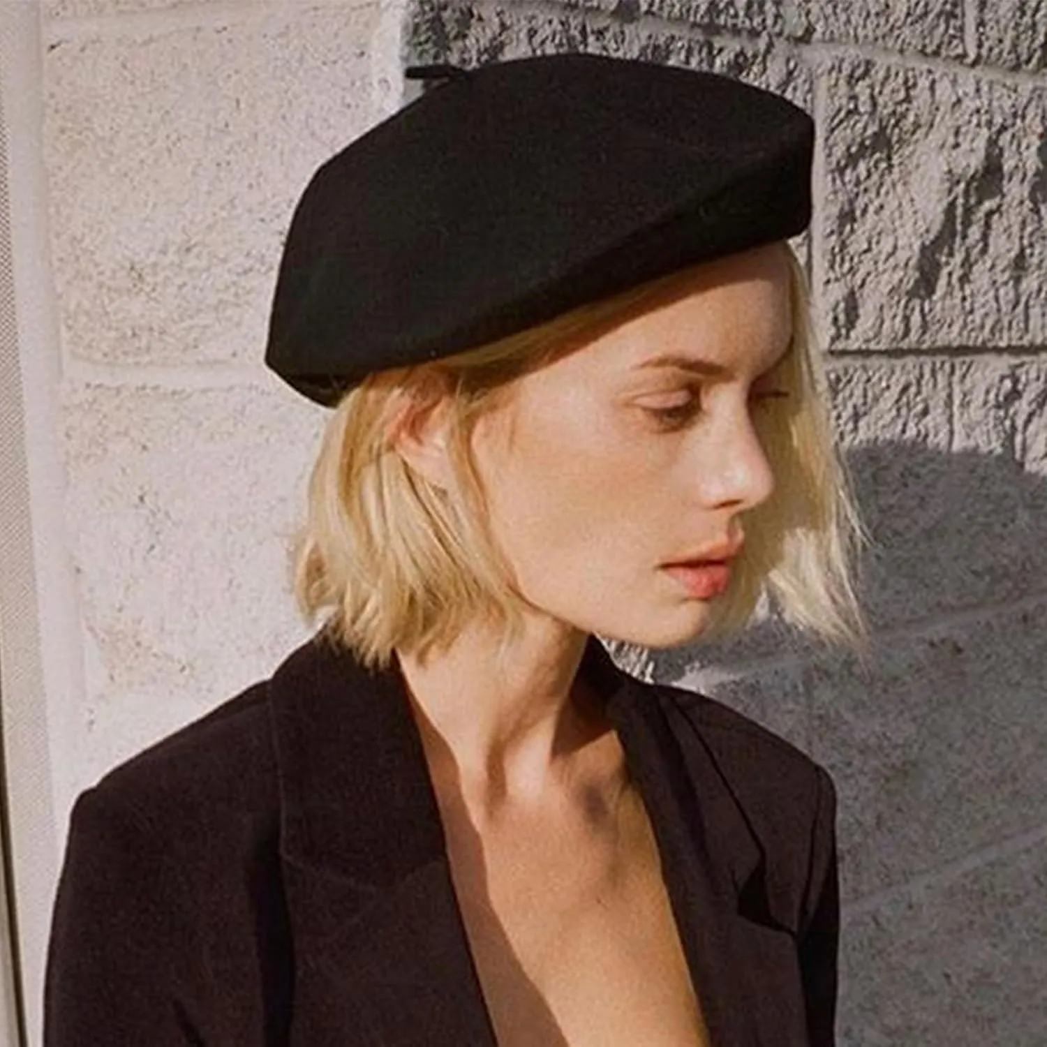 IZUS Women French Beret Hat Solid Artist Hat Wool Adult Beret Winter Warm Beanie Cap Fashion Ladies Men
