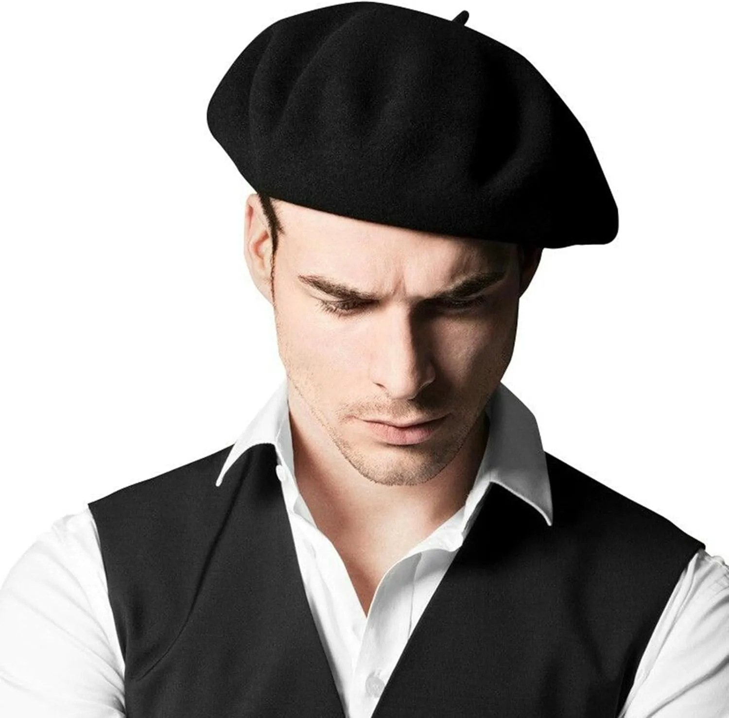IZUS Women French Beret Hat Solid Artist Hat Wool Adult Beret Winter Warm Beanie Cap Fashion Ladies Men