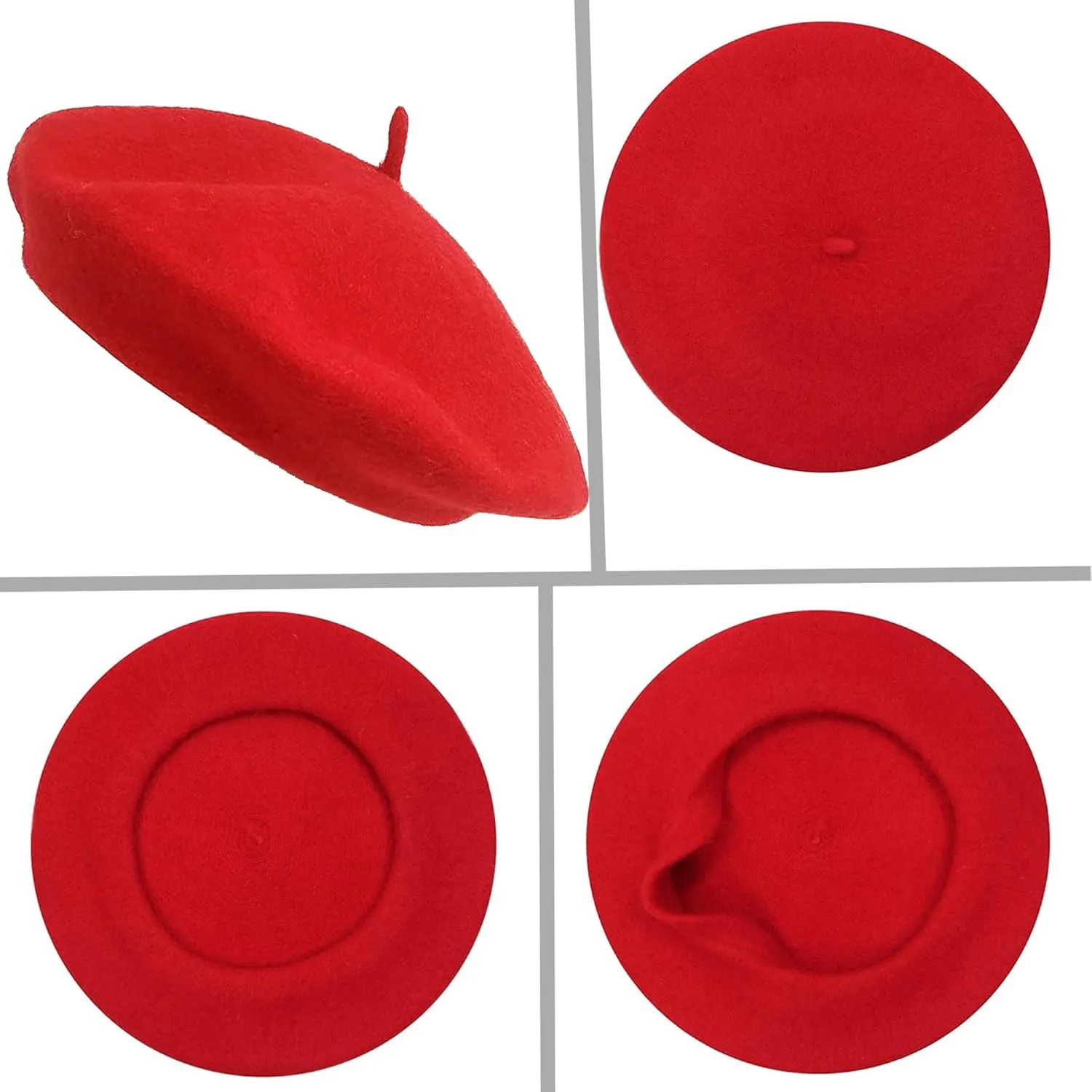 IZUS Women French Beret Hat Solid Artist Hat Wool Adult Beret Winter Warm Beanie Cap Fashion Ladies Men