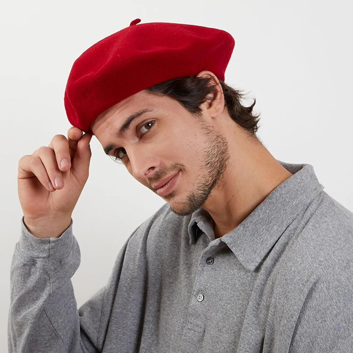 IZUS Women French Beret Hat Solid Artist Hat Wool Adult Beret Winter Warm Beanie Cap Fashion Ladies Men