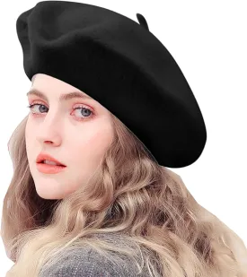 IZUS Women French Beret Hat Solid Artist Hat Wool Adult Beret Winter Warm Beanie Cap Fashion Ladies Men