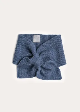 Knitted Merino Wool Winter Scarf in Blue (S-M)