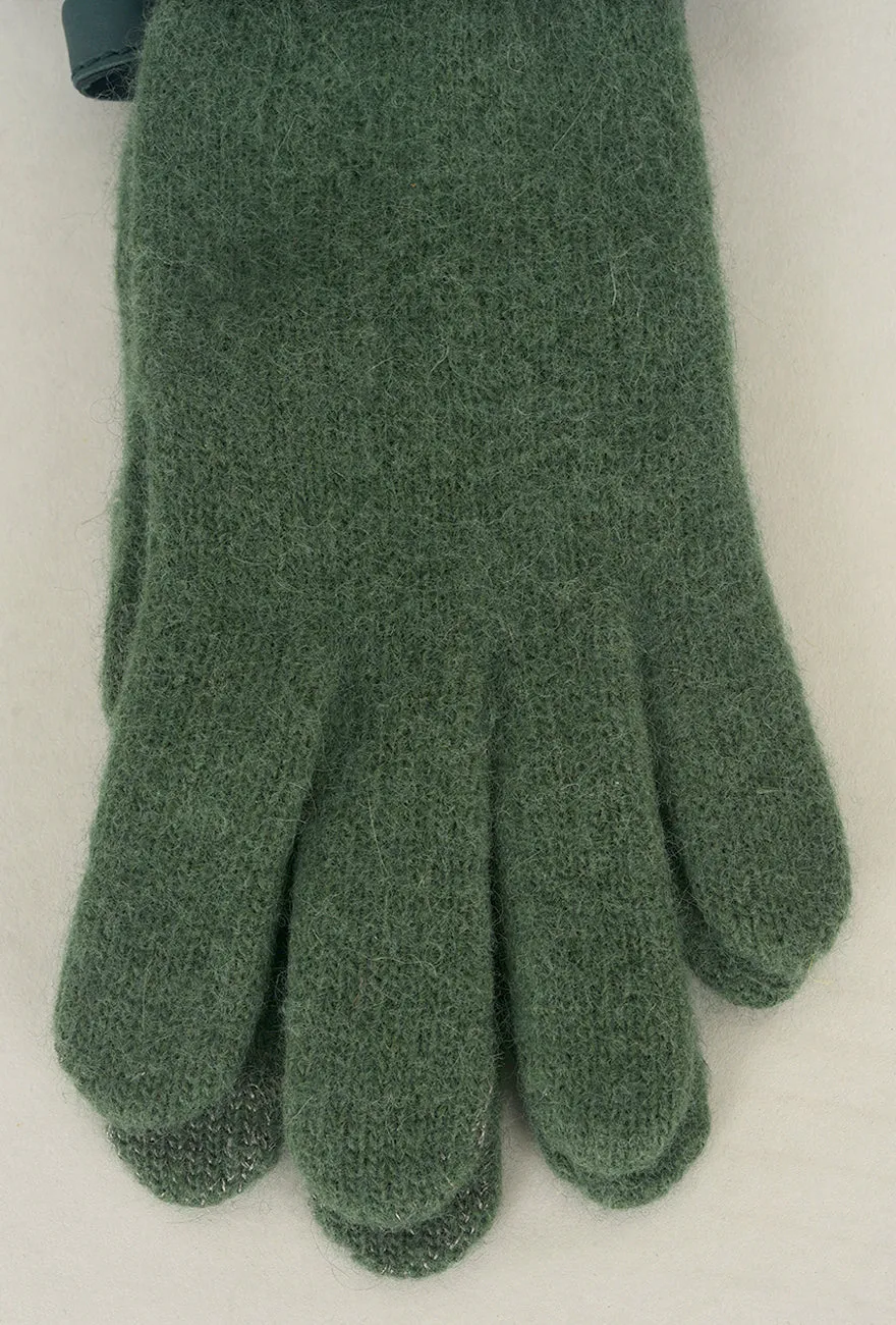 Leather Piped Wool & Angora Glove, Pino