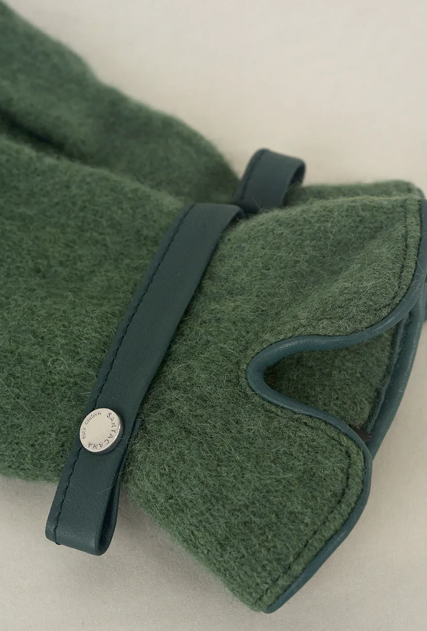 Leather Piped Wool & Angora Glove, Pino
