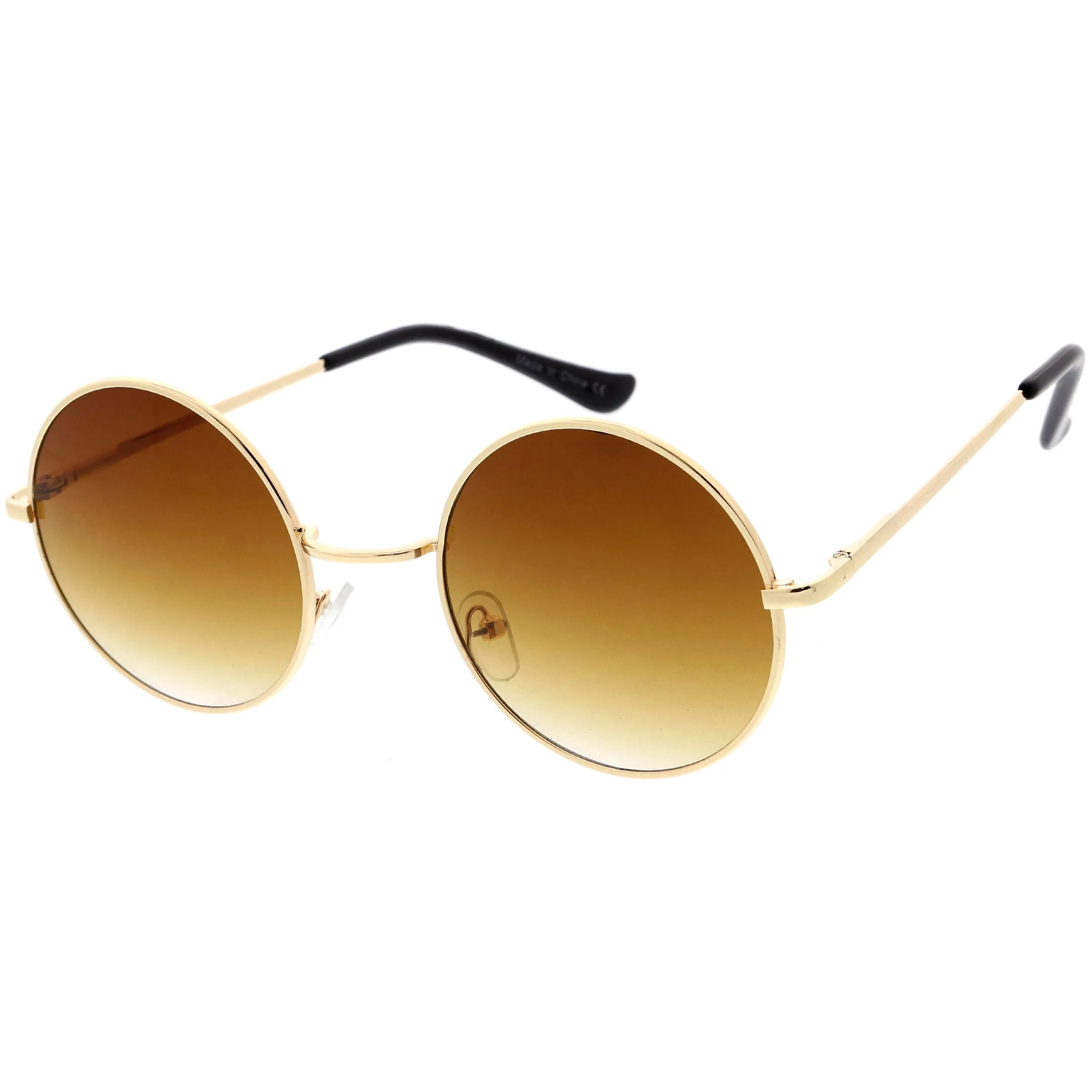 Medium Classic Lennon Style Gradient Colored Lens Thin Metal Frame Round Sunglasses 53mm C990