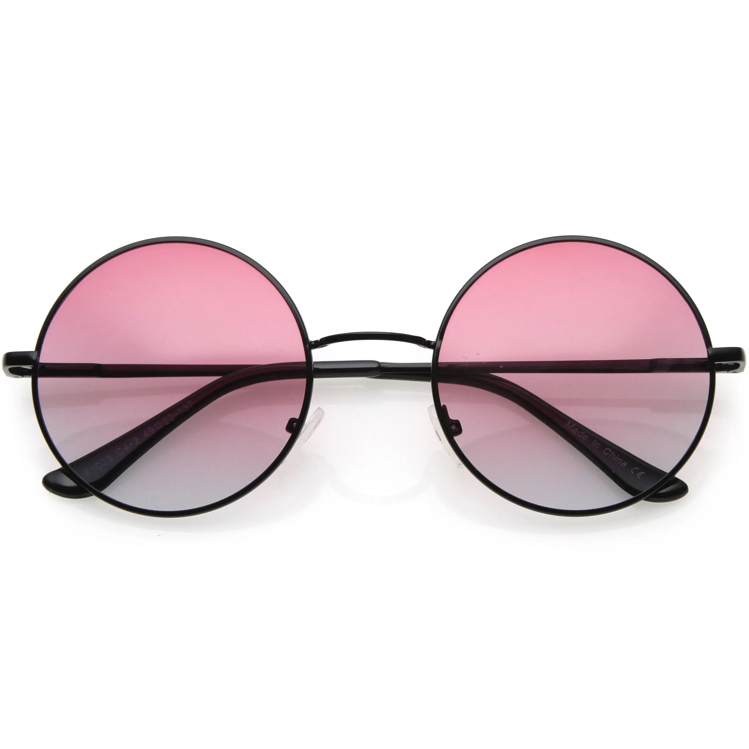 Medium Classic Lennon Style Gradient Colored Lens Thin Metal Frame Round Sunglasses 53mm C990