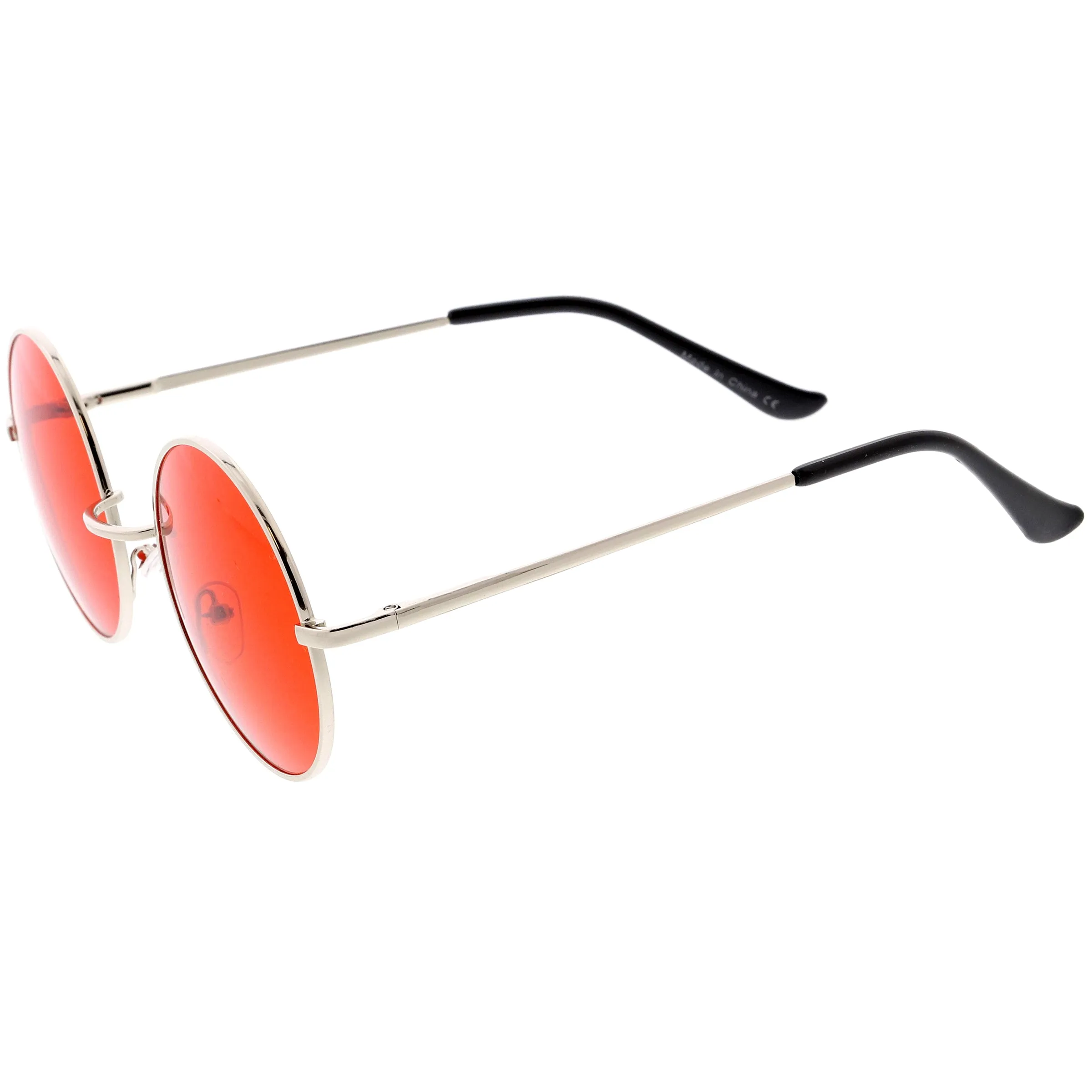 Medium Classic Lennon Style Gradient Colored Lens Thin Metal Frame Round Sunglasses 53mm C990