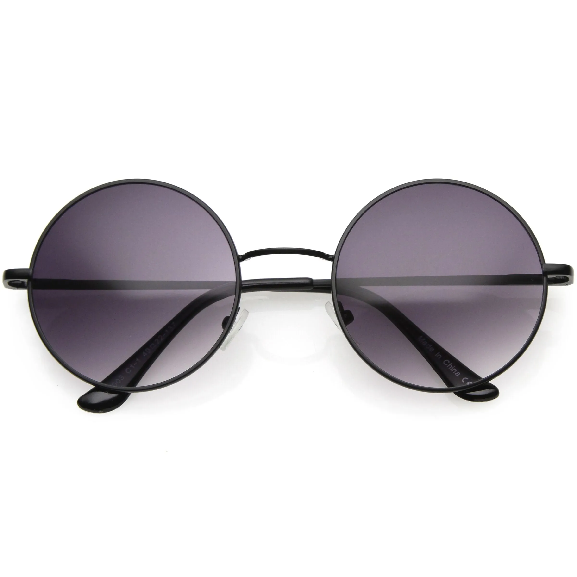 Medium Classic Lennon Style Gradient Colored Lens Thin Metal Frame Round Sunglasses 53mm C990