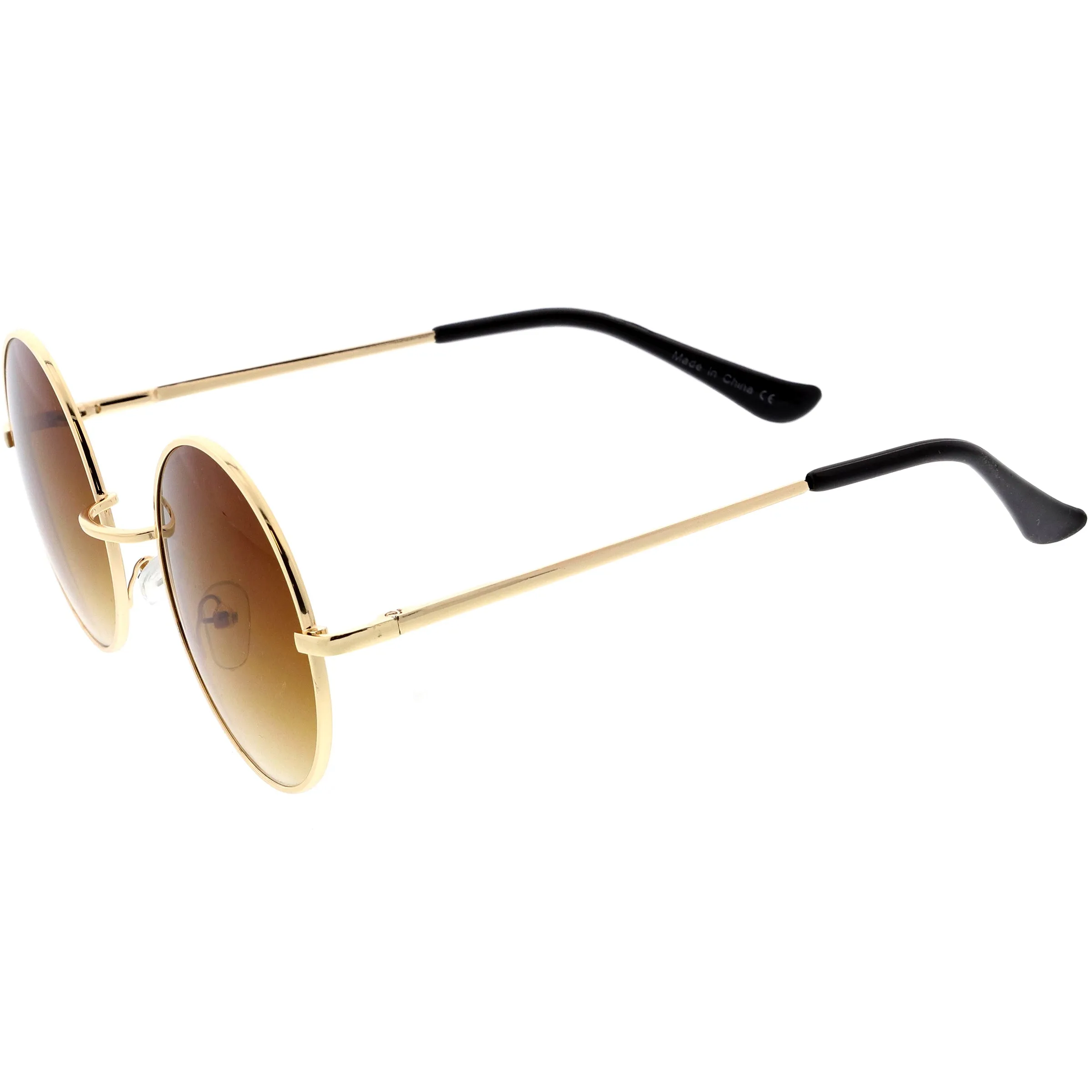 Medium Classic Lennon Style Gradient Colored Lens Thin Metal Frame Round Sunglasses 53mm C990
