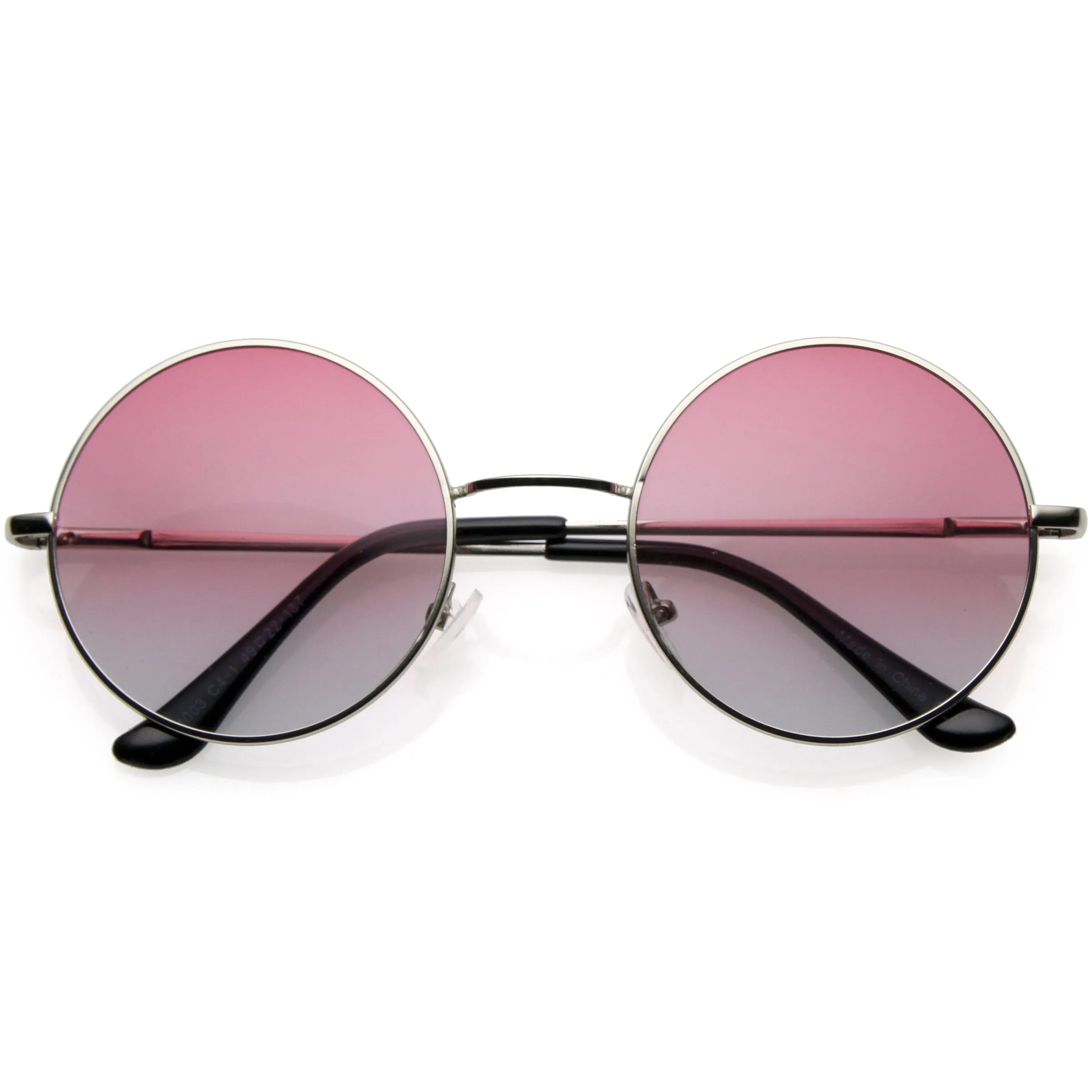 Medium Classic Lennon Style Gradient Colored Lens Thin Metal Frame Round Sunglasses 53mm C990