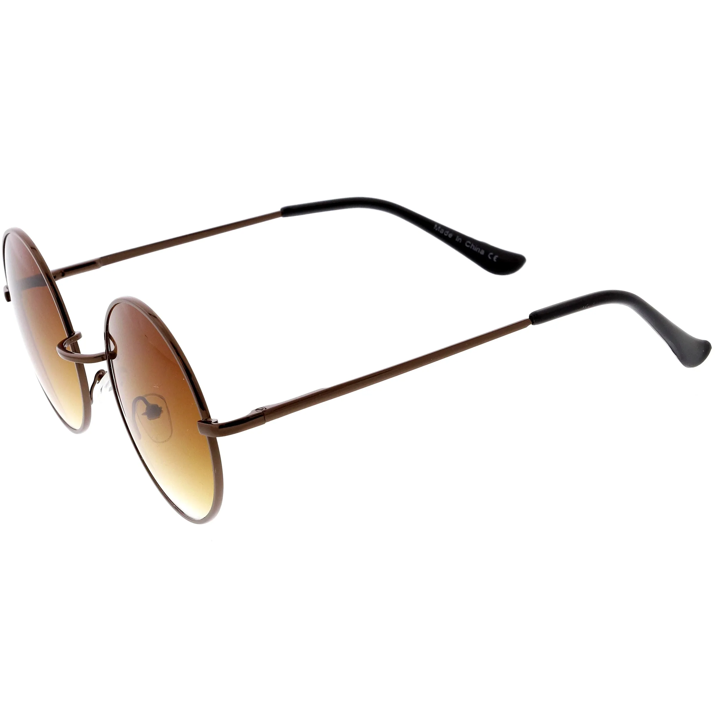 Medium Classic Lennon Style Gradient Colored Lens Thin Metal Frame Round Sunglasses 53mm C990