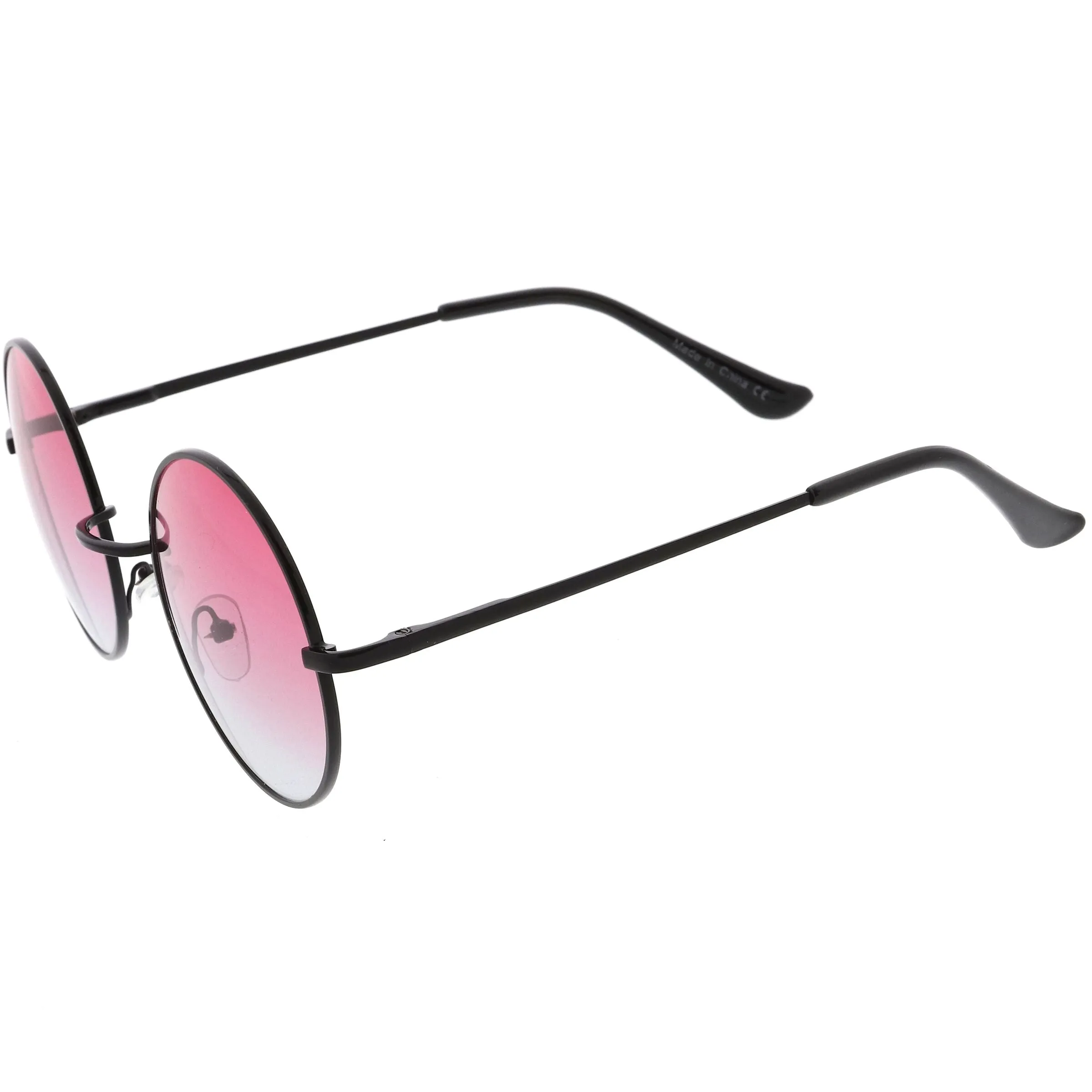 Medium Classic Lennon Style Gradient Colored Lens Thin Metal Frame Round Sunglasses 53mm C990