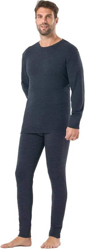 Merino Protect 100% Merino Wool Base Layer Mens Set Thermals Odor Resistance Underwear For Cold Weather