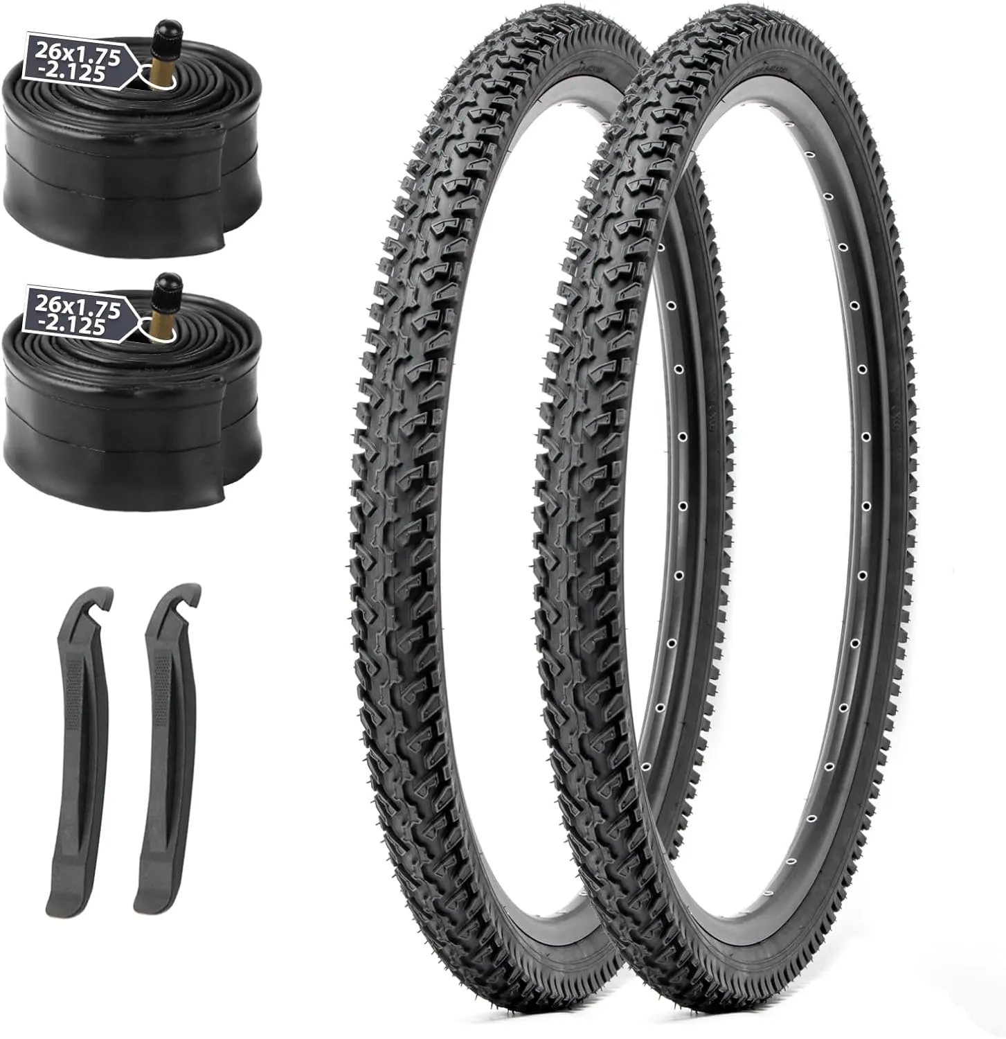 MOHEGIA Mountain Bike Replacement Tire : 26x2.125 inch (56-559mm) Puncture-Resistant Folding Bicycle Tire for MTB Dirt Offroad Cycling