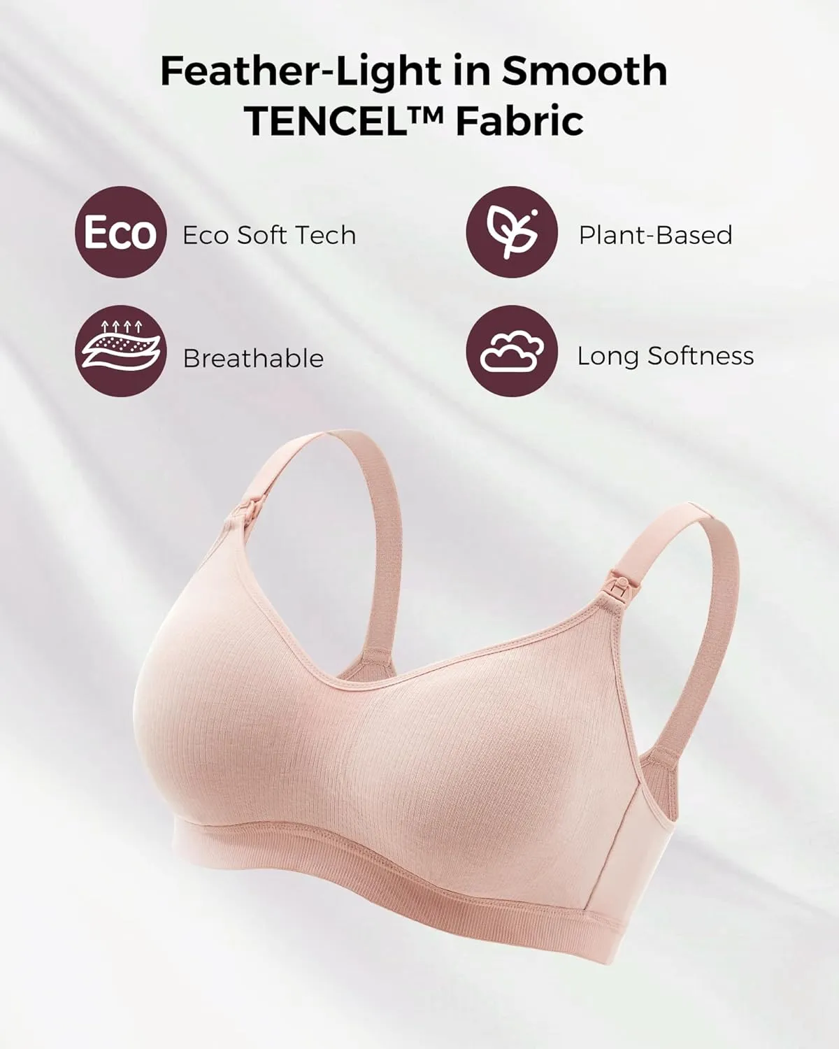 Momcozy Hands-Free Pumping Bra, Wireless & Seamless Breast Pump Bra, Breathable Tencel Fabric & Fully Fixed Cups