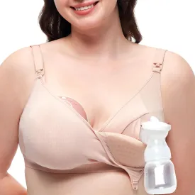 Momcozy Hands-Free Pumping Bra, Wireless & Seamless Breast Pump Bra, Breathable Tencel Fabric & Fully Fixed Cups
