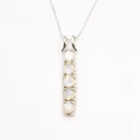 Moonstone Silver Necklace - Natural Moonstone Pendant - Vertical Moonstone Necklace