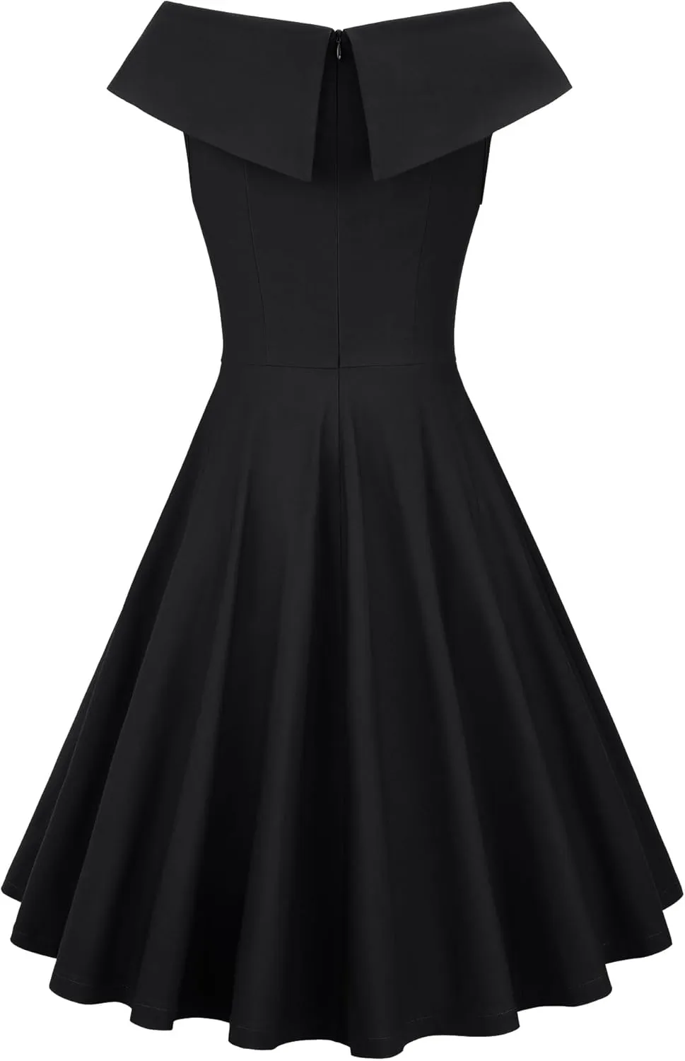 MUXXN Women's 1950s Retro Vintage Sleeveless V Neck Midi Cocktail Swing Dress