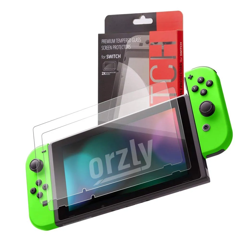 Orzly Switch Accessories Bundle  Includes Orzly Carry Case for Nintendo Switch Console, Tempered Glass Screen Protectors, USB Charging Cable, Switch Games Case, Comfort Grip Case & Headphones [Green]