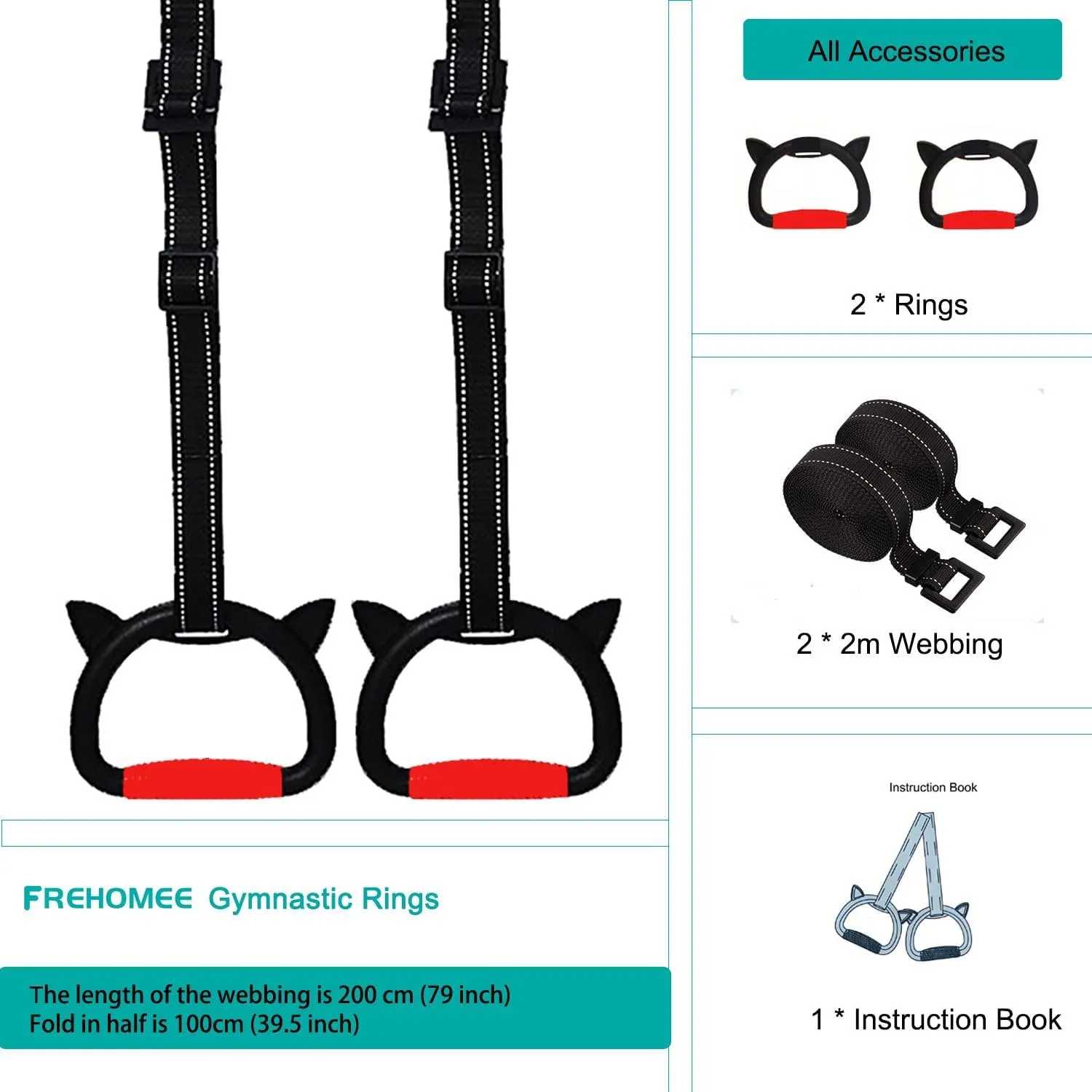 Professional Gymnastic Rings,Both for Adults and Kids,Support 440lbs/1600lbs,Home Fitness Equipment,Indoor and Outdoor Pull-up Bar for Stretching and Height Increase