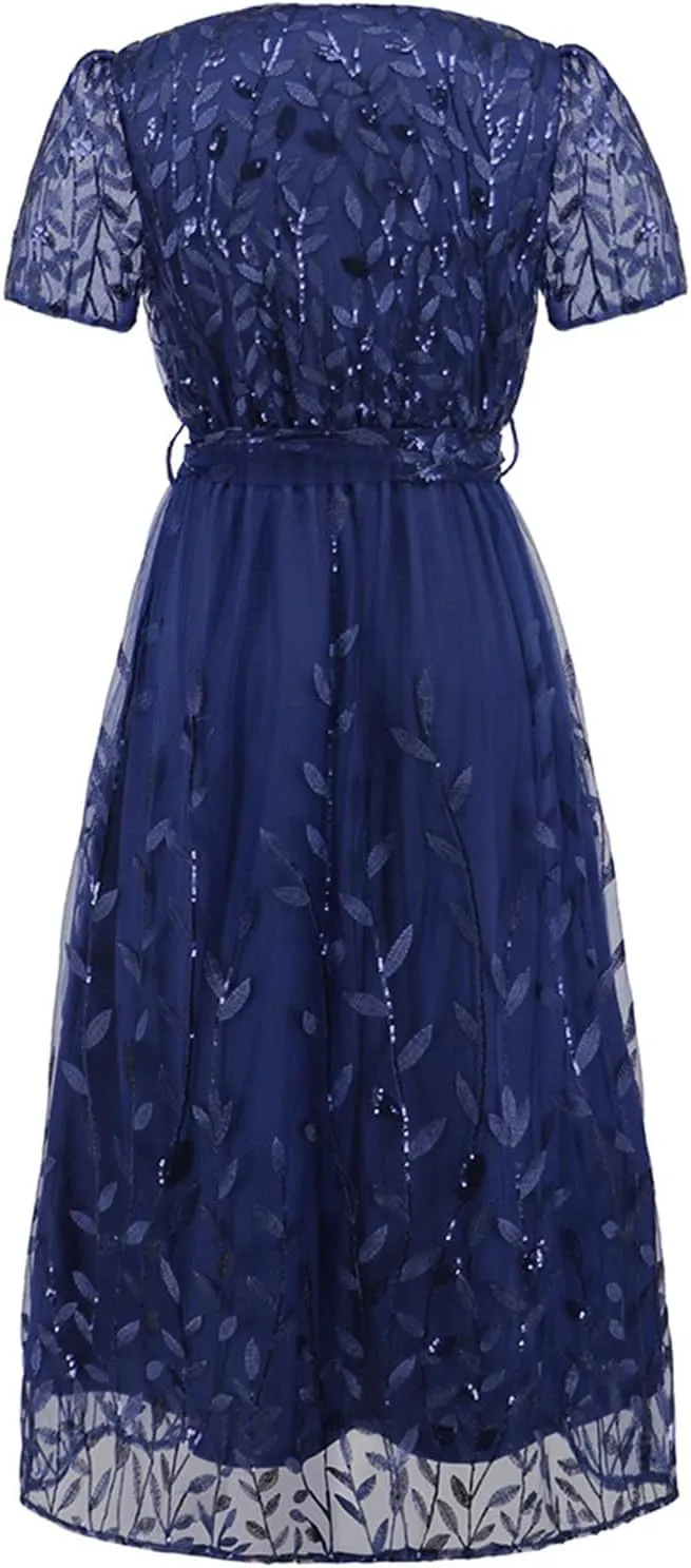 PTOLOCIF Wedding Guest Dresses for Women Casual V Neck Dresses 2025 Summer Spring Short Sleeve Party Dresses