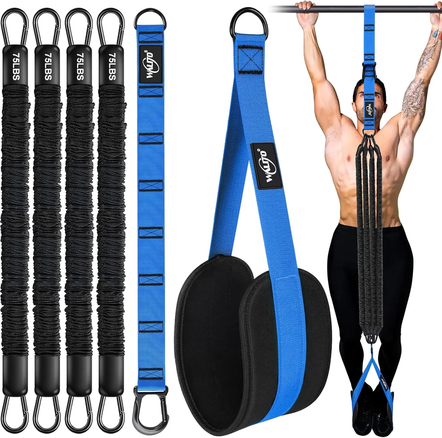 Pull Up Assistance Bands, Heavy Duty Resistance Bands for Pull Up Bar, Pull Up Assist Band with Feet Rest, Pull Up Assist Band Strength Training Workout Equipment, Height Adjustable