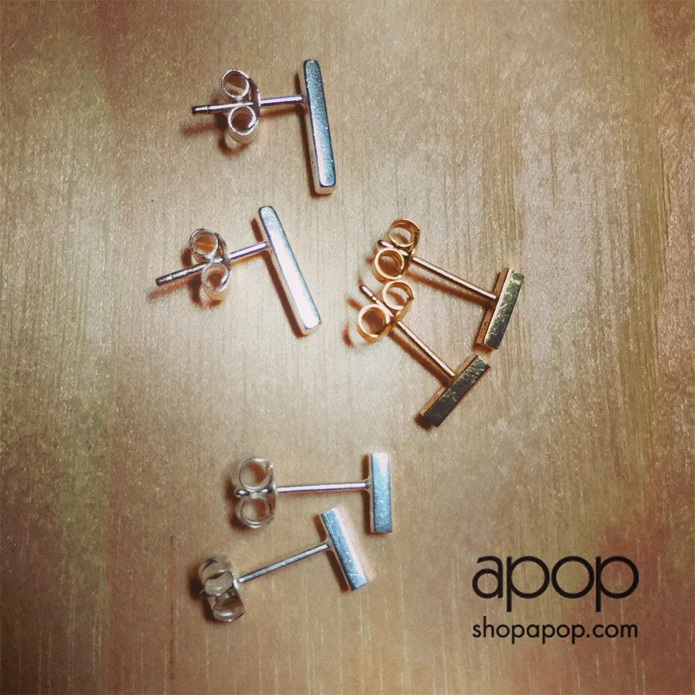 "Sparkle Bar" Sterling Silver Mini CZ Bar Stud Earrings