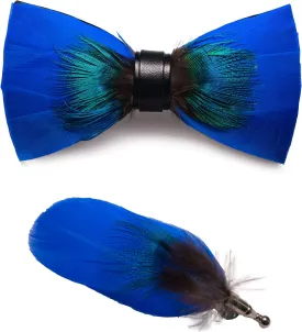 RBOCOTT Handmade Feather Pre-tied Bow tie and Brooch Sets for Men