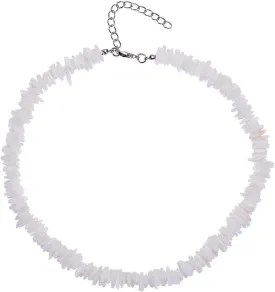 Set White Puka Shell Adjustable Chain Necklace Anklet Hawaiian Seashell for Women Beach Necklaces Clam Chips Surfer Jewelry Conch Handmade Bohemian Summer Imitation Cool Fossil Shark Teeth