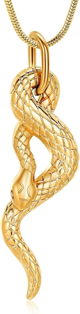 Snake Urn Necklace for Ashes for Men, Stainless Steel Cremation Urn Pendant Memorial Locket Ashes Keepsake Cremation Jewelry
