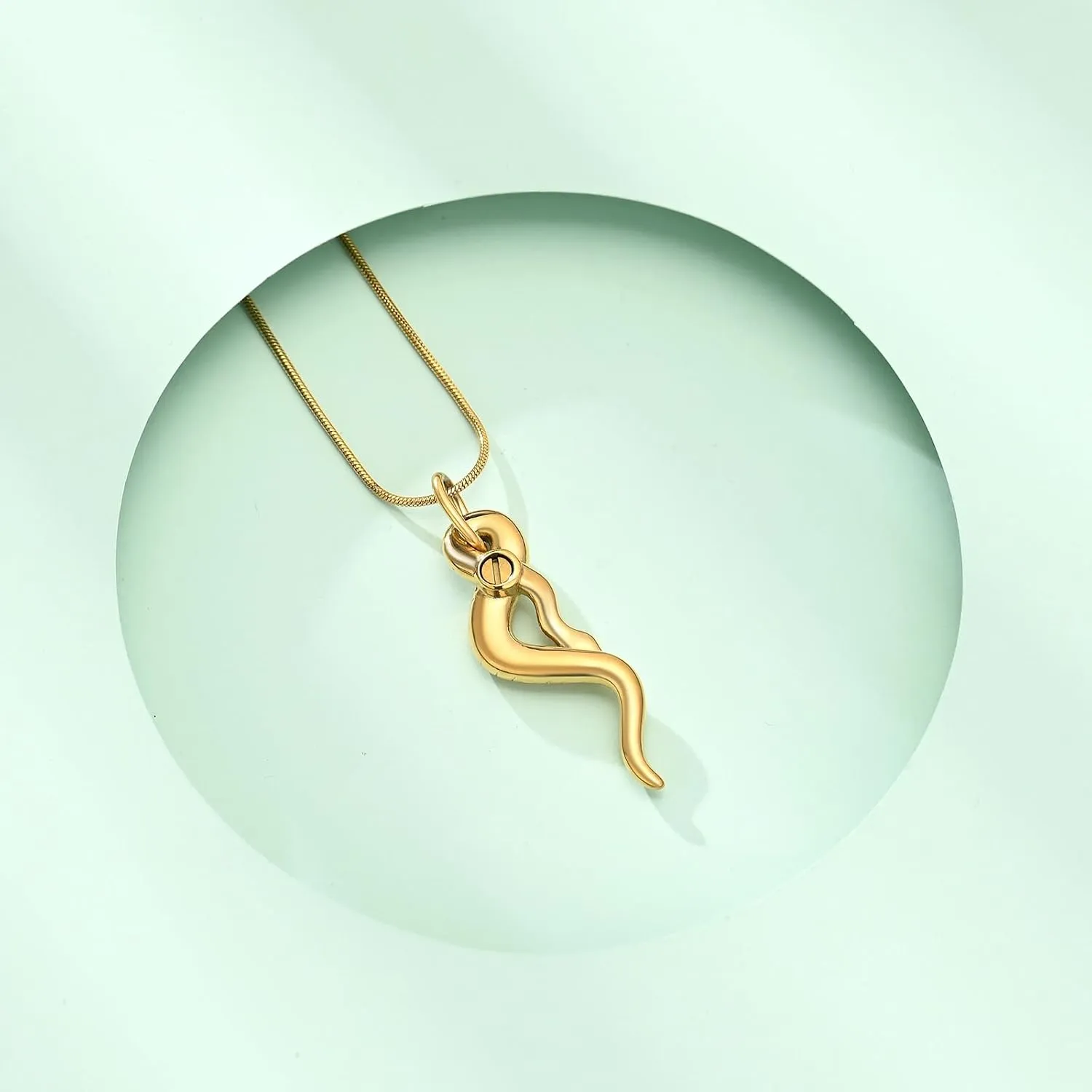 Snake Urn Necklace for Ashes for Men, Stainless Steel Cremation Urn Pendant Memorial Locket Ashes Keepsake Cremation Jewelry