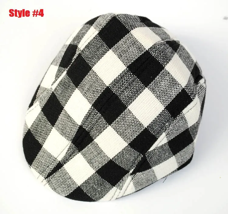 Spring and Autumn Kids Fashion Berets Plaid Hats For Baby Boy And Girl Hat Cap
