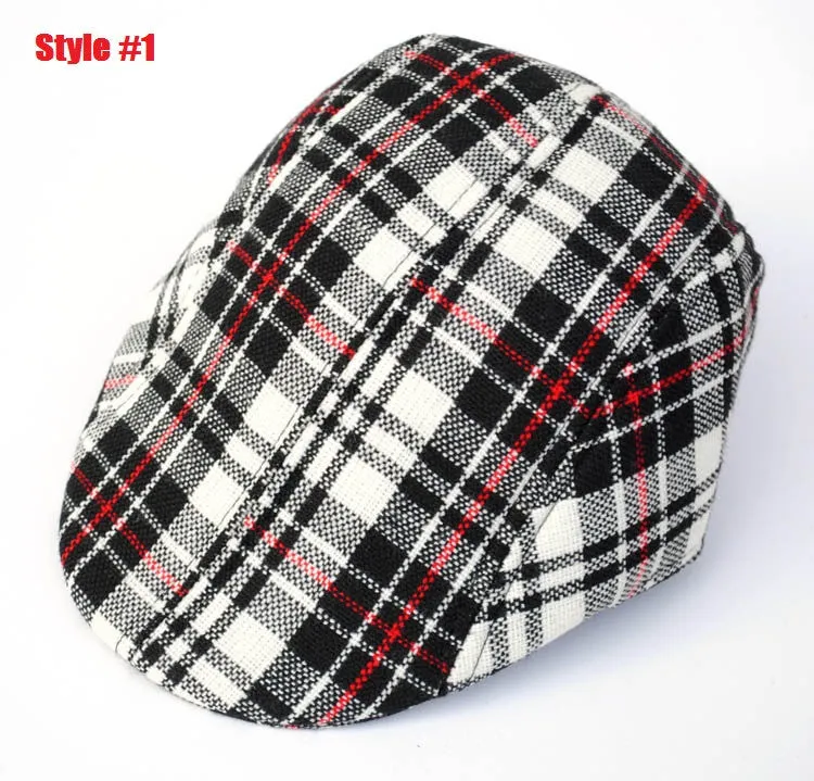 Spring and Autumn Kids Fashion Berets Plaid Hats For Baby Boy And Girl Hat Cap