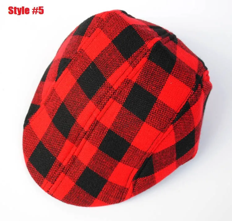 Spring and Autumn Kids Fashion Berets Plaid Hats For Baby Boy And Girl Hat Cap