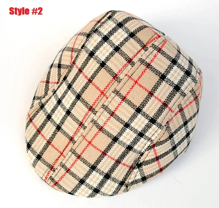Spring and Autumn Kids Fashion Berets Plaid Hats For Baby Boy And Girl Hat Cap