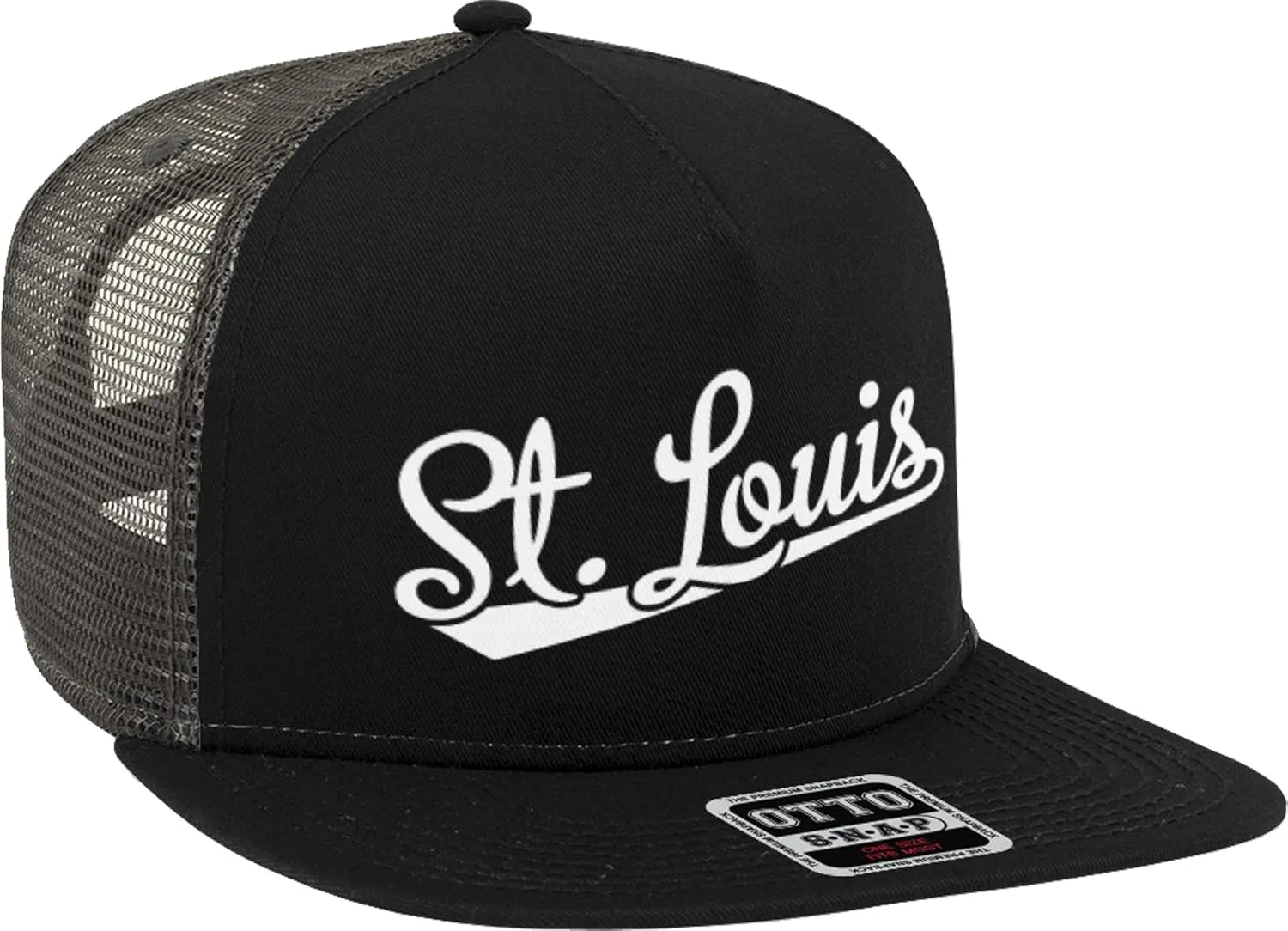 St. Louis Script Baseball Font Snapback Trucker Hat