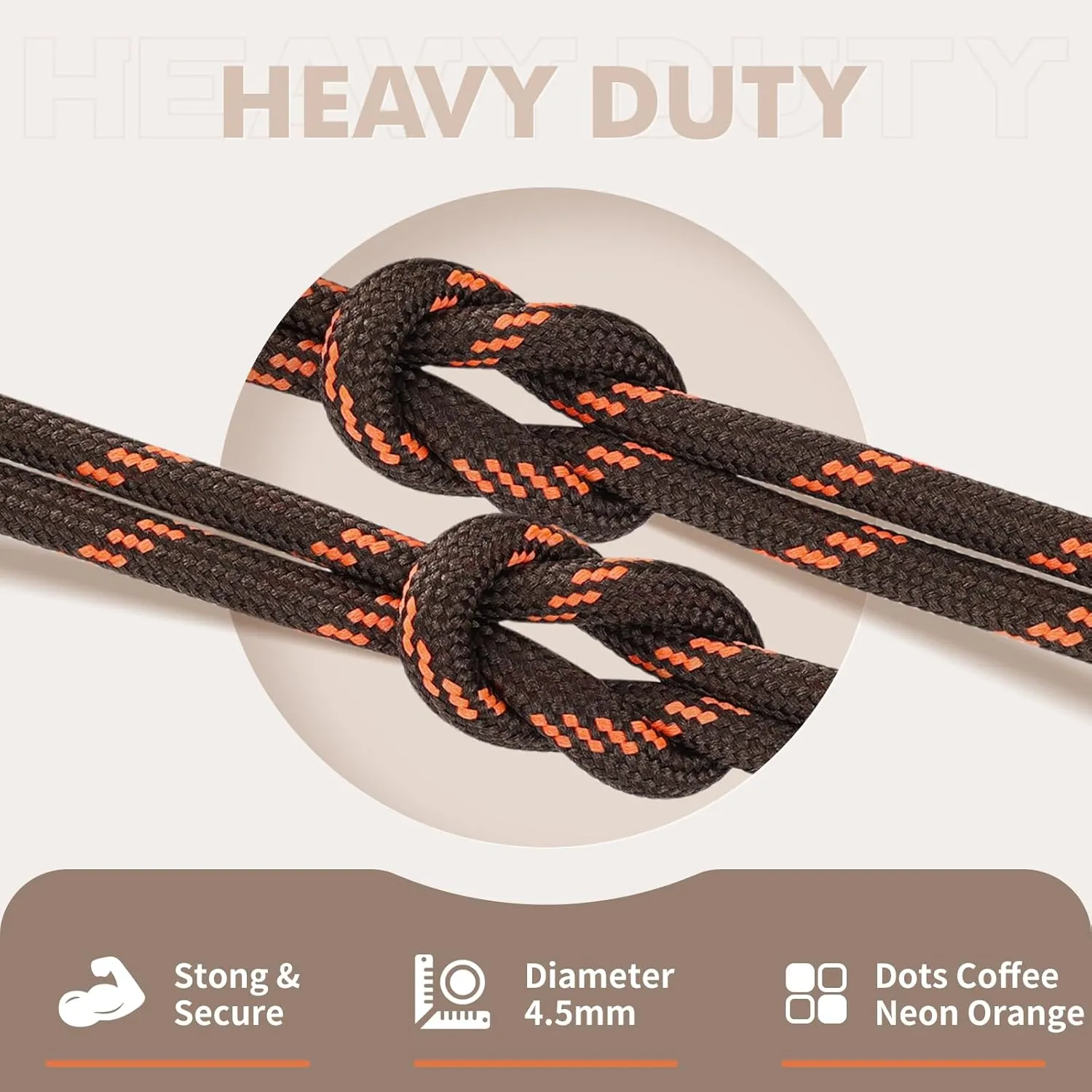 Stepace Round Shoelaces [2 Pairs] Heavy Duty Boot Shoe Laces for Hiking Work Boots