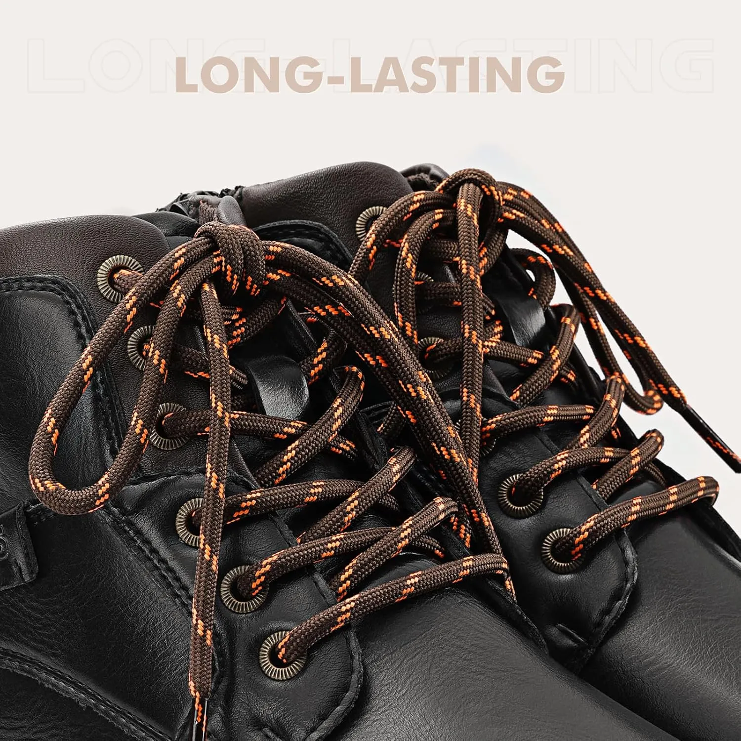 Stepace Round Shoelaces [2 Pairs] Heavy Duty Boot Shoe Laces for Hiking Work Boots
